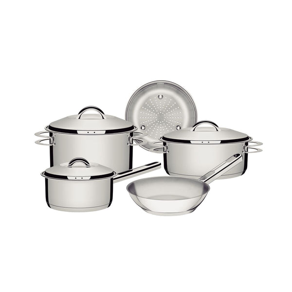 Jogo de Panelas Sollar em Aço Inox com Fundo Triplo e Tampas de Inox 5 Peças